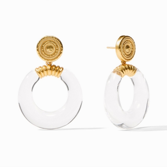 Julie Vos Gold and Clear Hoop Earrings - Picture 2 of 4
